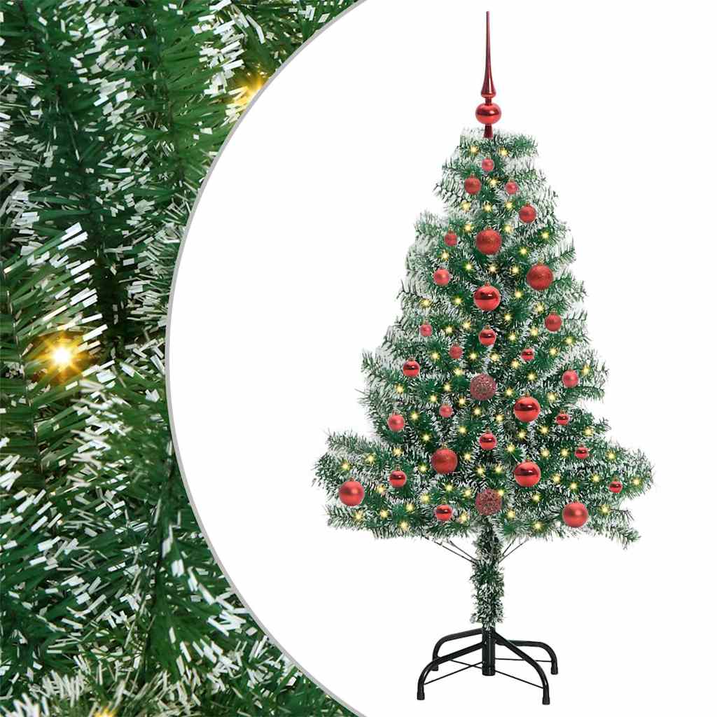 Kunstig Julesekk Snø Flocket med LED Lys Grønn og hvit 120 cm