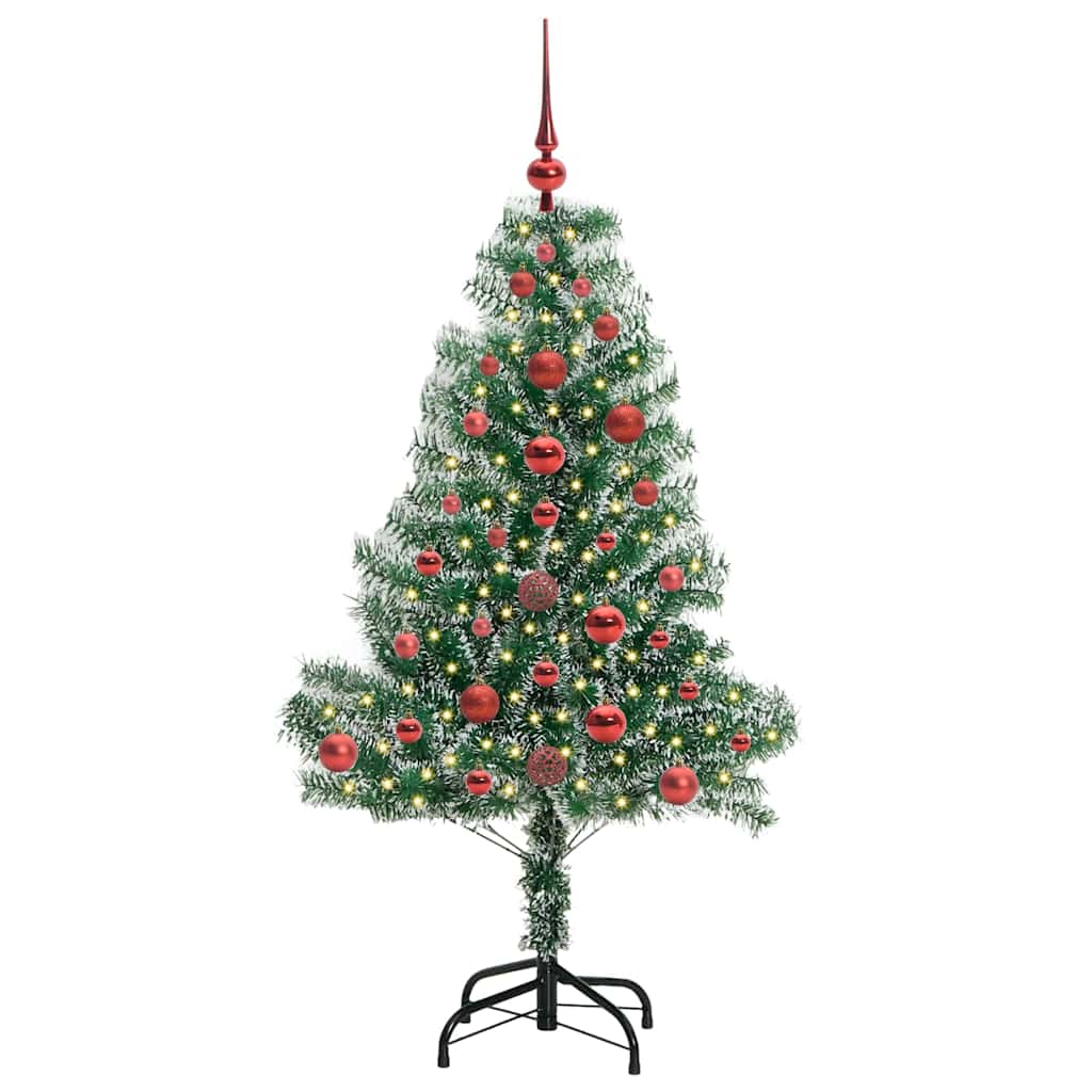 Kunstig Julesekk Snø Flocket med LED Lys Grønn og hvit 120 cm