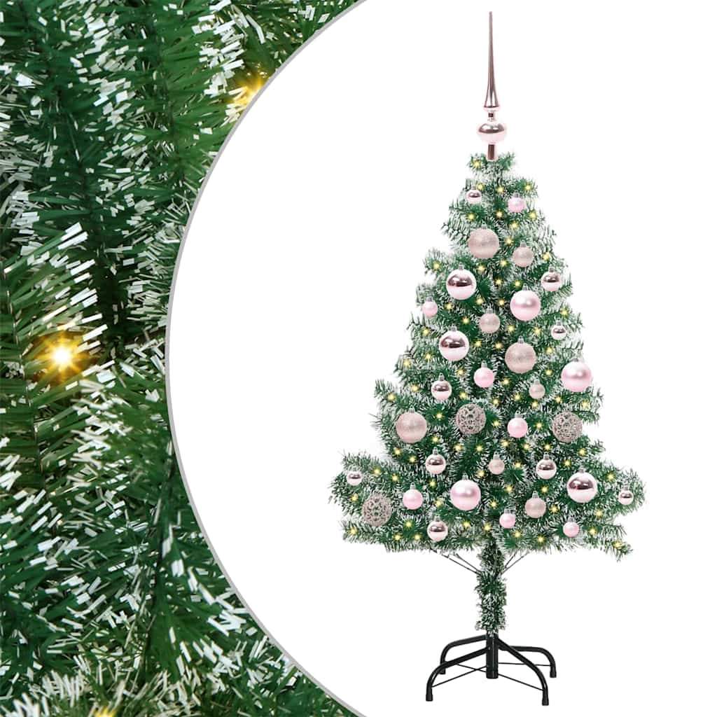 Kunstig Julesekk Snø Flocket med LED Lys Grønn og hvit 120 cm