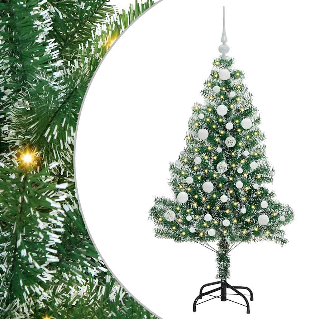 Kunstig Julesekk Snø Flocket med LED Lys Grønn og hvit 120 cm