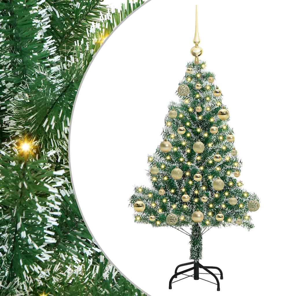 Kunstig Julesekk Snø Flocket med LED Lys Grønn og hvit 120 cm