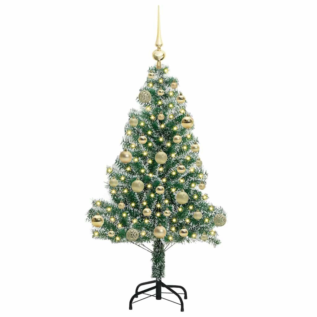 Kunstig Julesekk Snø Flocket med LED Lys Grønn og hvit 120 cm
