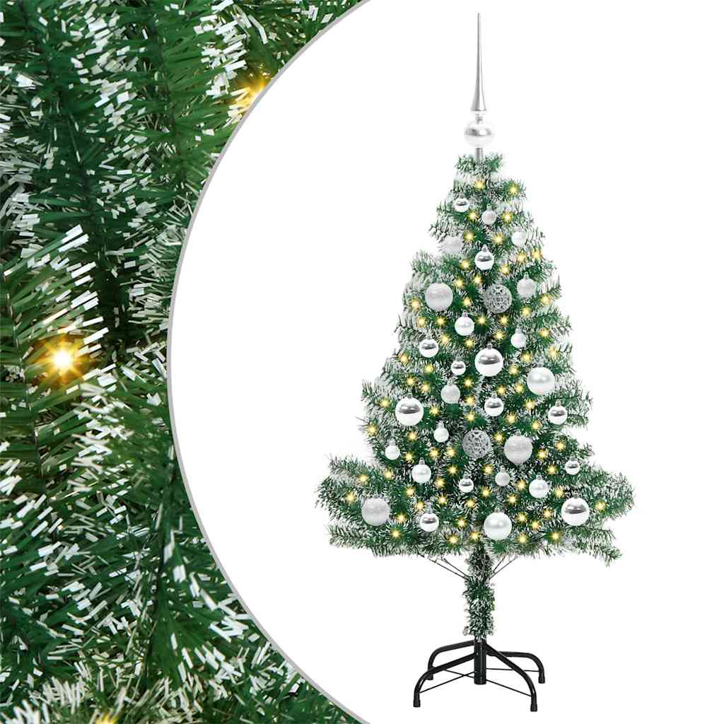 Kunstig Julesekk Snø Flocket med LED Lys Grønn og hvit 120 cm