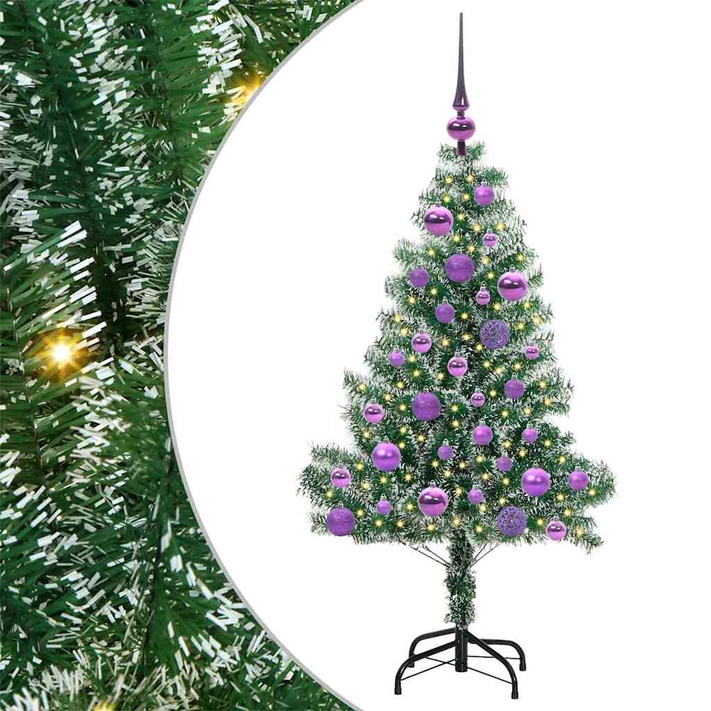 Kunstig Julesekk Snø Flocket med LED Lys Grønn og hvit 120 cm