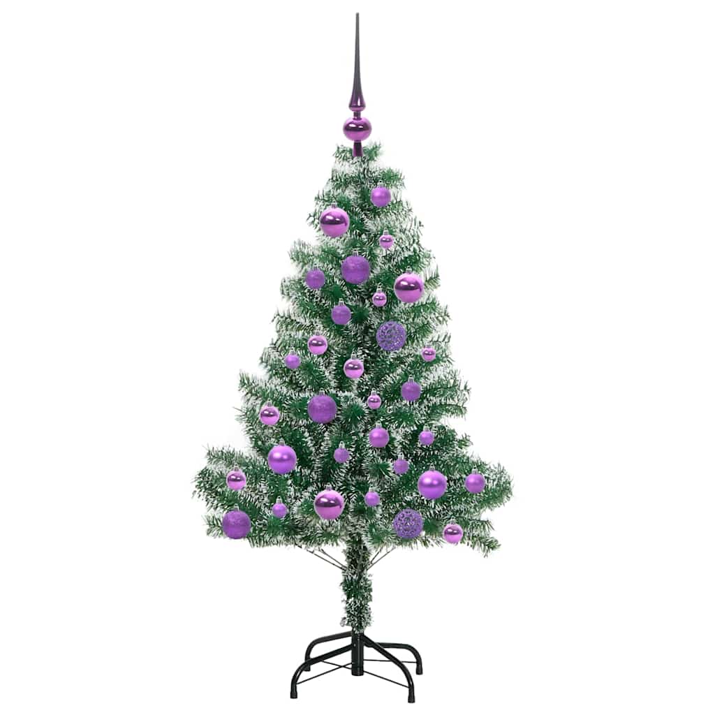 Kunstig Julesekk Snø Flocket med LED Lys Grønn og hvit 120 cm