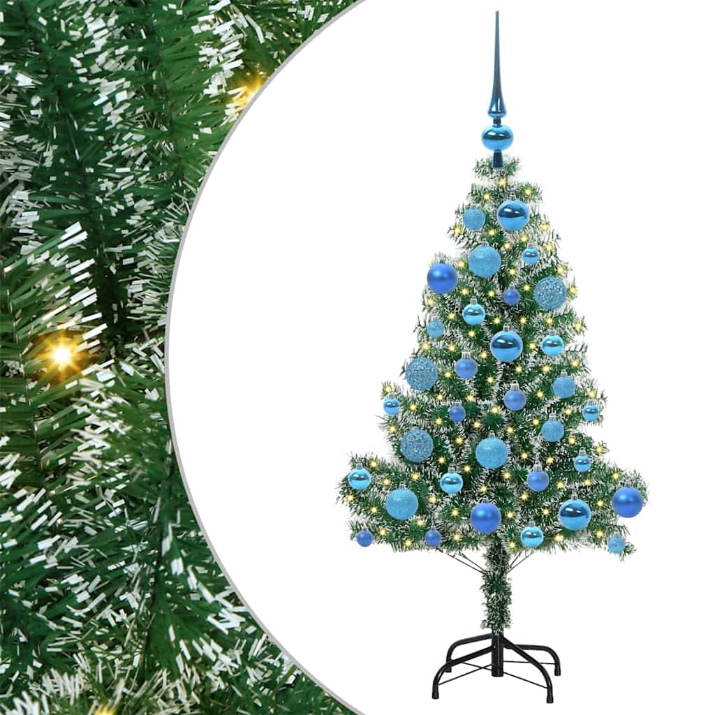 Kunstig Julesekk Snø Flocket med LED Lys Grønn og hvit 120 cm