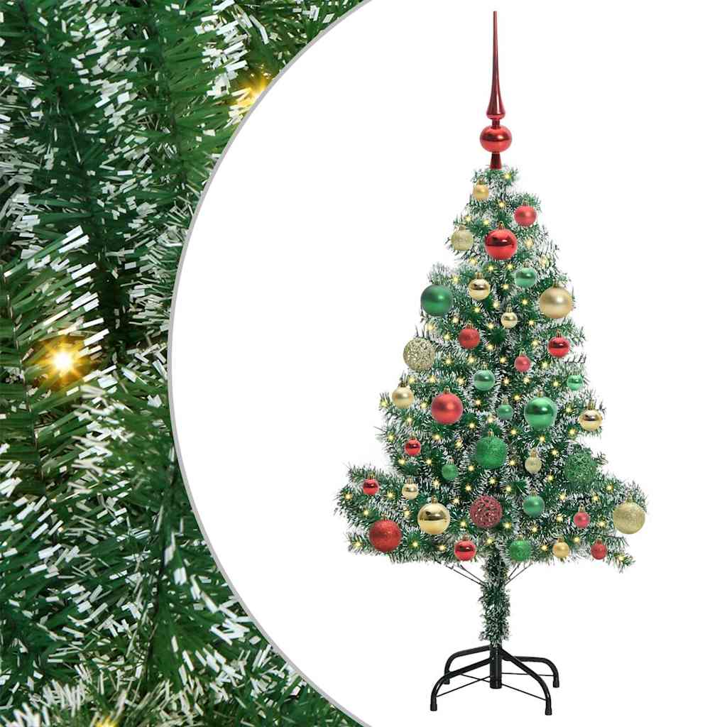 Kunstig Julesekk Snø Flocket med LED Lys Grønn og hvit 120 cm