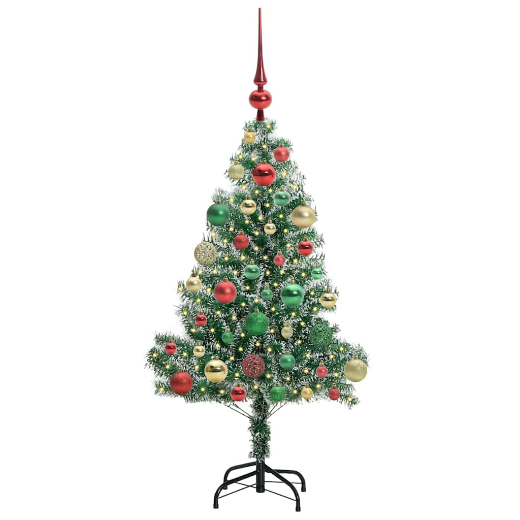 Kunstig Julesekk Snø Flocket med LED Lys Grønn og hvit 120 cm