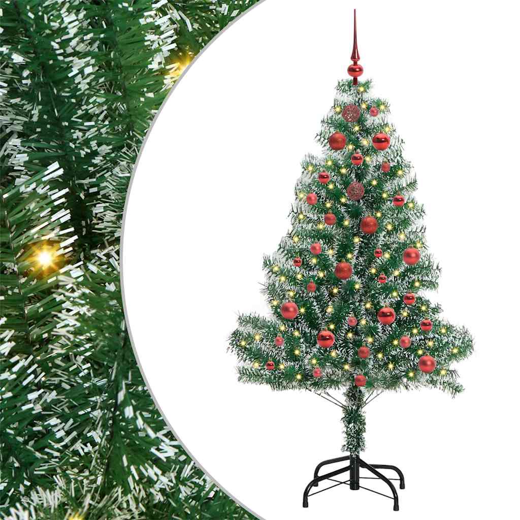 Kunstig Julesekk Snø Flocket med LED Lys Grønn og hvit 150 cm