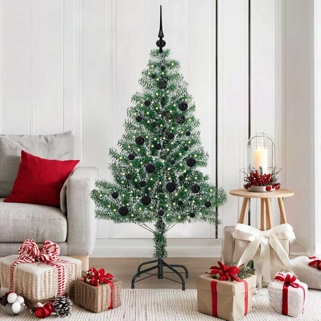 Kunstig Julesekk Snø Flocket med LED Lys Grønn og hvit 150 cm