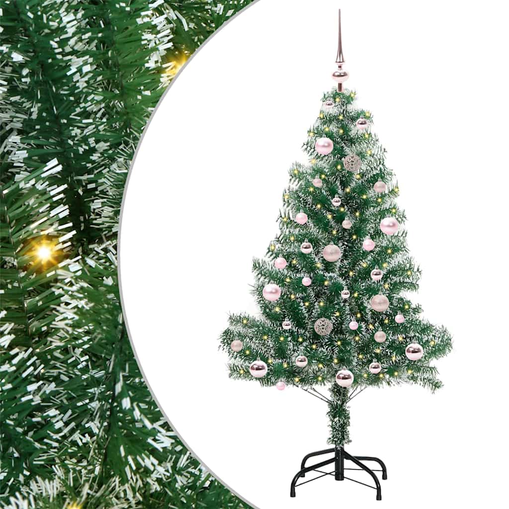 Kunstig Julesekk Snø Flocket med LED Lys Grønn og hvit 150 cm
