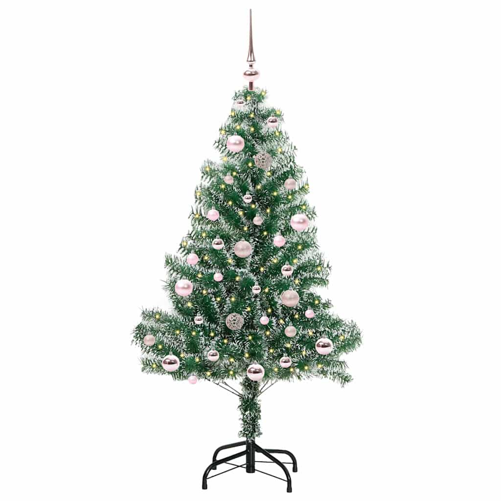 Kunstig Julesekk Snø Flocket med LED Lys Grønn og hvit 150 cm