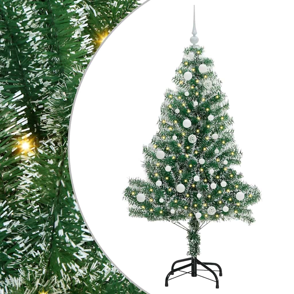 Kunstig Julesekk Snø Flocket med LED Lys Grønn og hvit 150 cm
