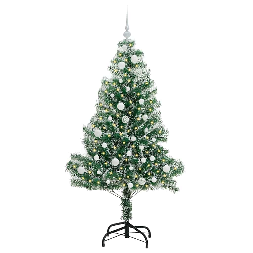 Kunstig Julesekk Snø Flocket med LED Lys Grønn og hvit 150 cm