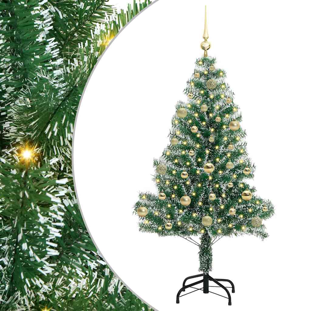 Kunstig Julesekk Snø Flocket med LED Lys Grønn og hvit 150 cm