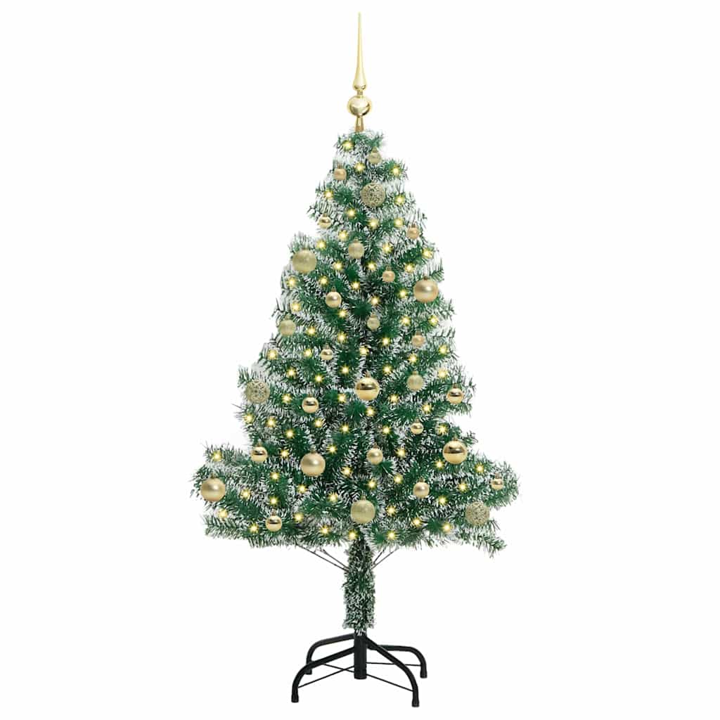 Kunstig Julesekk Snø Flocket med LED Lys Grønn og hvit 150 cm