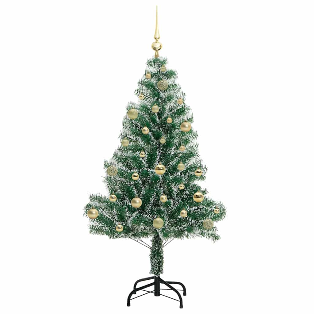 Kunstig Julesekk Snø Flocket med LED Lys Grønn og hvit 150 cm