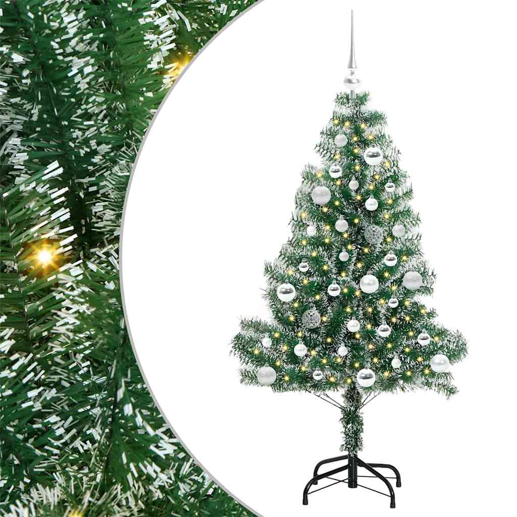 Kunstig Julesekk Snø Flocket med LED Lys Grønn og hvit 150 cm