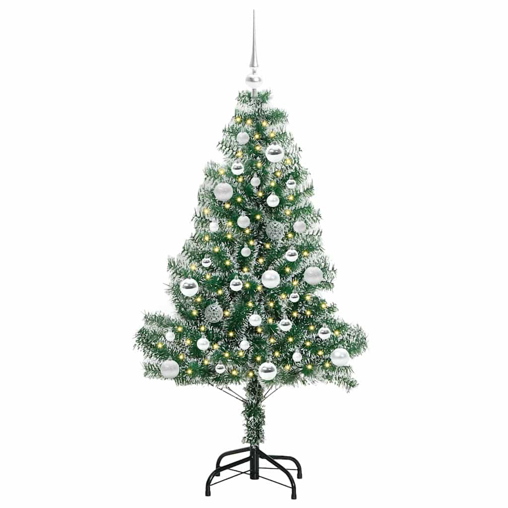 Kunstig Julesekk Snø Flocket med LED Lys Grønn og hvit 150 cm