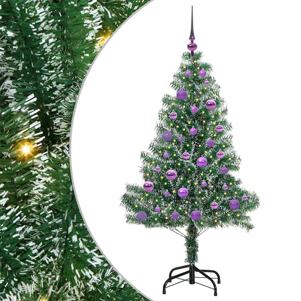 Kunstig Julesekk Snø Flocket med LED Lys Grønn og hvit 150 cm