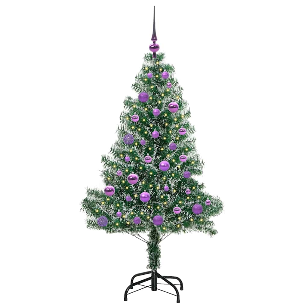 Kunstig Julesekk Snø Flocket med LED Lys Grønn og hvit 150 cm
