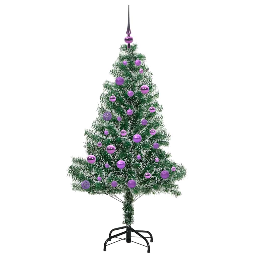 Kunstig Julesekk Snø Flocket med LED Lys Grønn og hvit 150 cm
