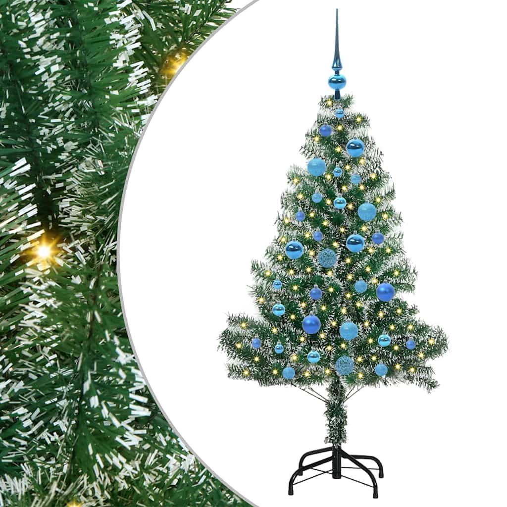 Kunstig Julesekk Snø Flocket med LED Lys Grønn og hvit 150 cm