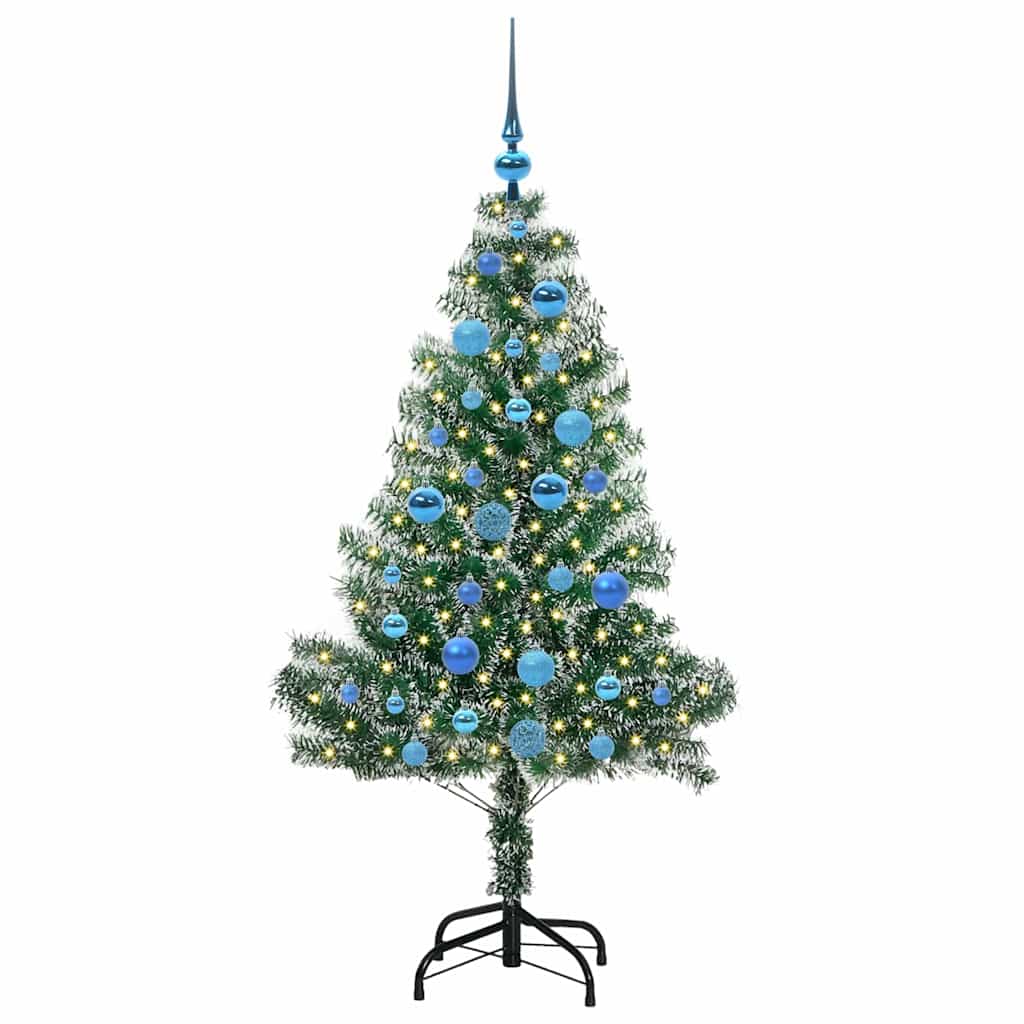 Kunstig Julesekk Snø Flocket med LED Lys Grønn og hvit 150 cm