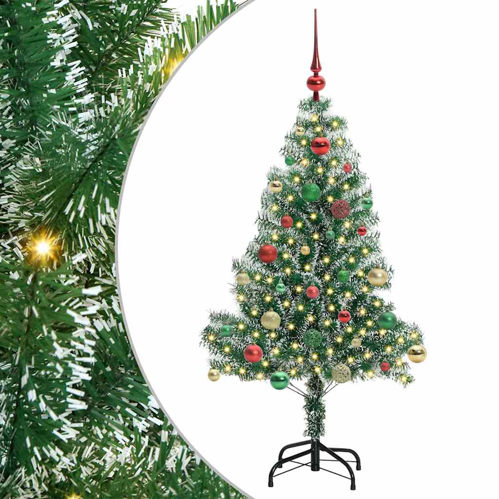 Kunstig Julesekk Snø Flocket med LED Lys Grønn og hvit 150 cm