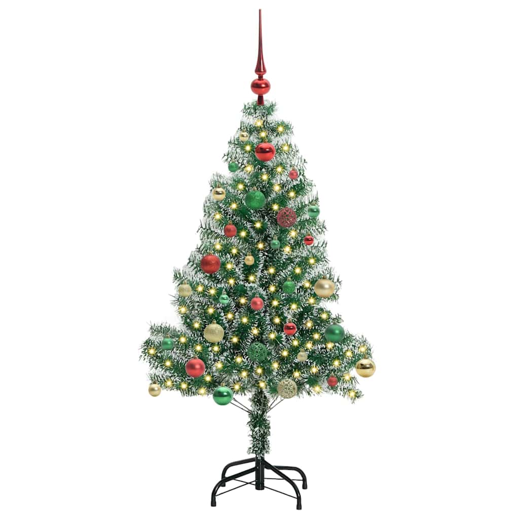 Kunstig Julesekk Snø Flocket med LED Lys Grønn og hvit 150 cm
