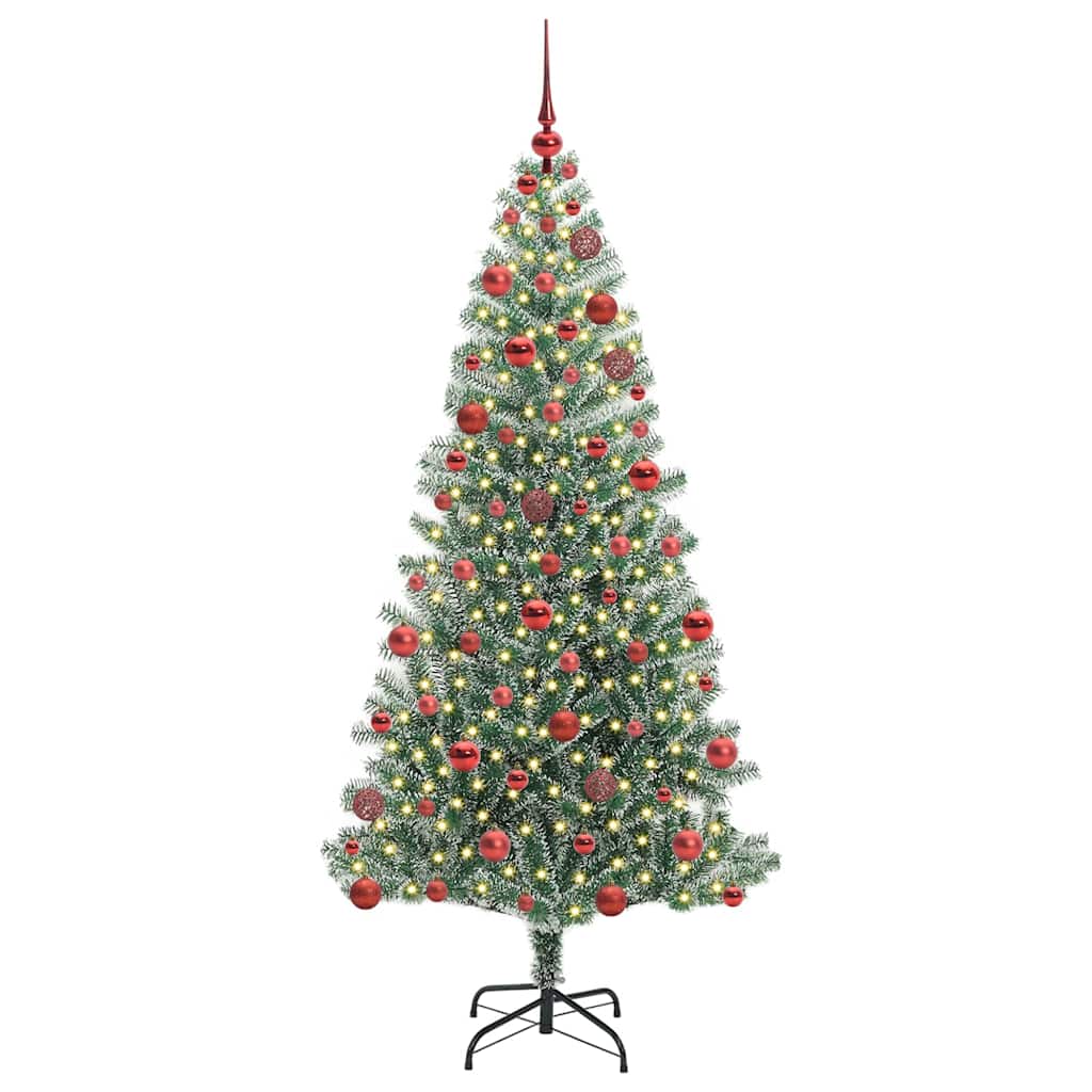 Kunstig Julesekk Snø Flocket med LED Lys Grønn og hvit 180 cm