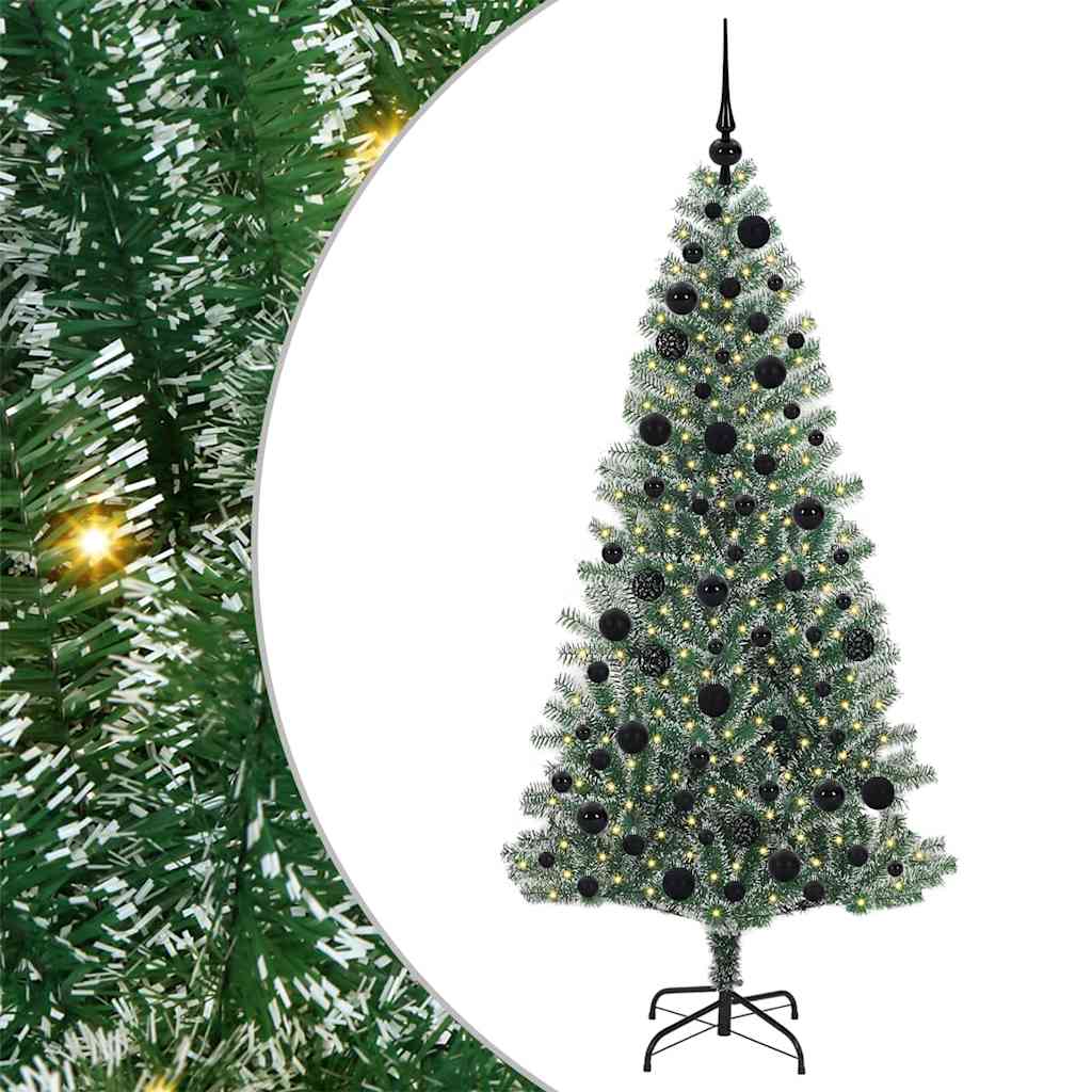Kunstig Julesekk Snø Flocket med LED Lys Grønn og hvit 180 cm