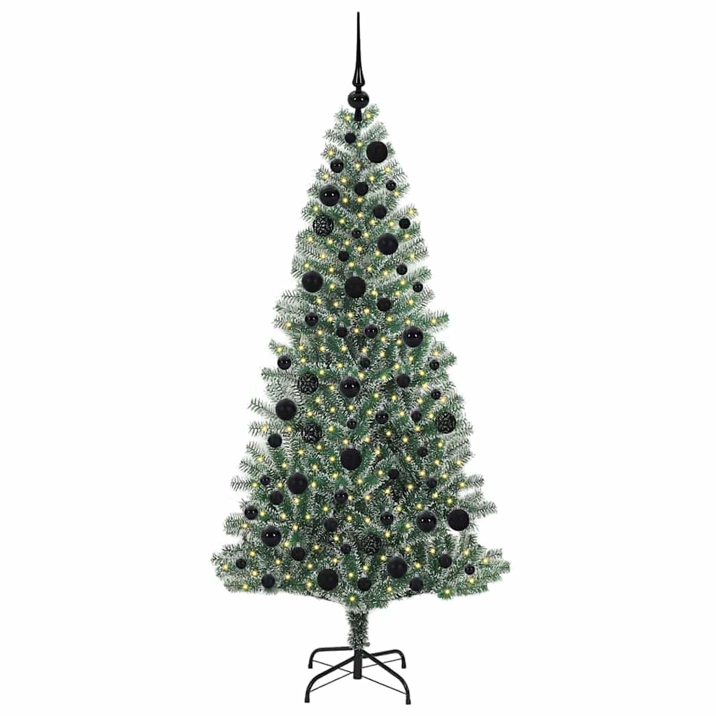 Kunstig Julesekk Snø Flocket med LED Lys Grønn og hvit 180 cm