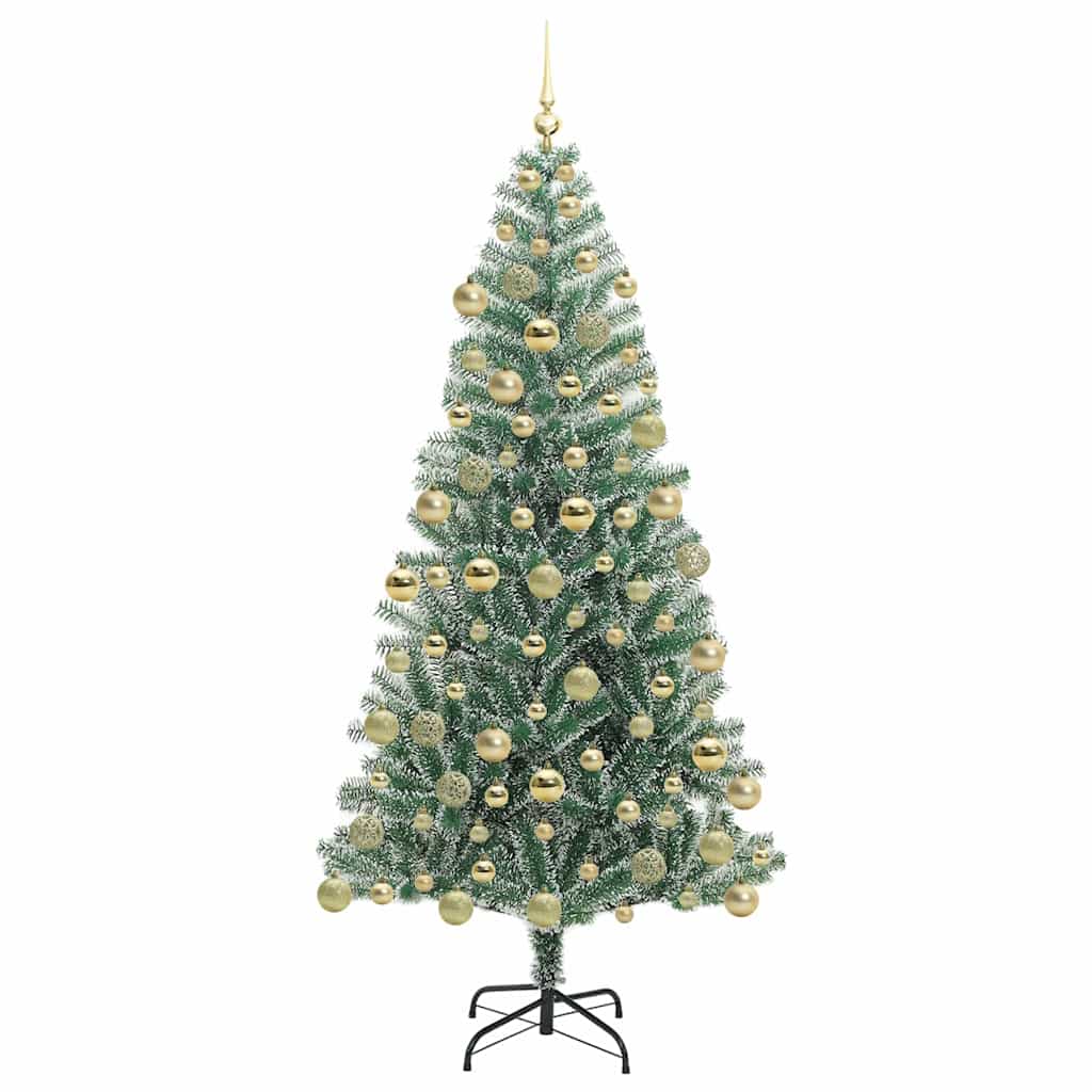 Kunstig Julesekk Snø Flocket med LED Lys Grønn og hvit 180 cm