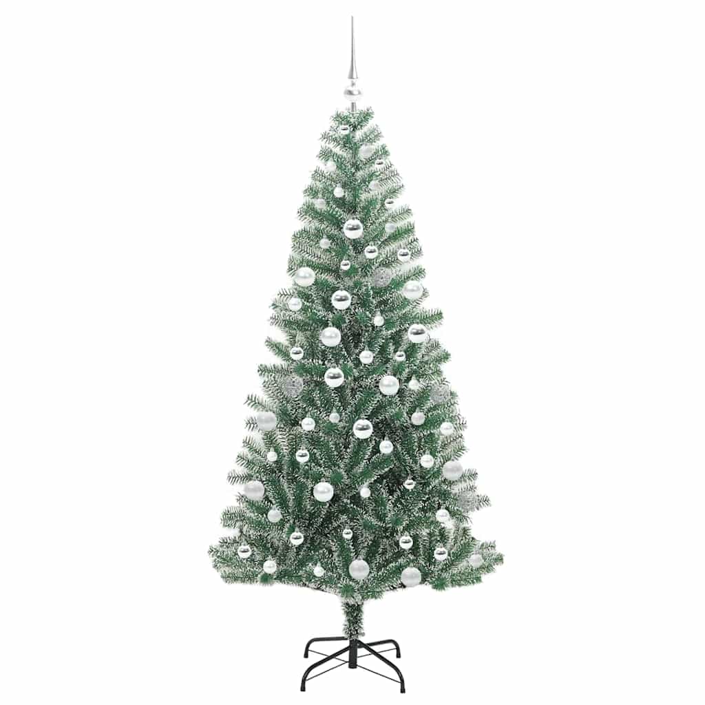 Kunstig Julesekk Snø Flocket med LED Lys Grønn og hvit 180 cm