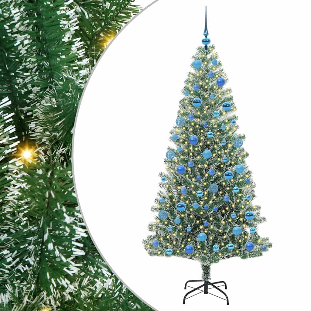 Kunstig Julesekk Snø Flocket med LED Lys Grønn og hvit 180 cm