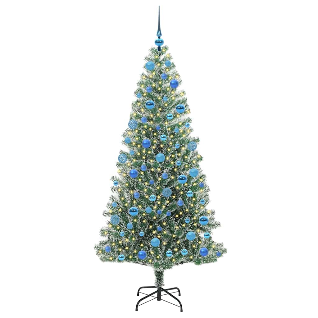Kunstig Julesekk Snø Flocket med LED Lys Grønn og hvit 180 cm