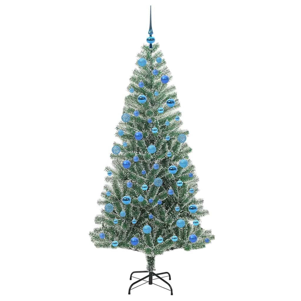 Kunstig Julesekk Snø Flocket med LED Lys Grønn og hvit 180 cm