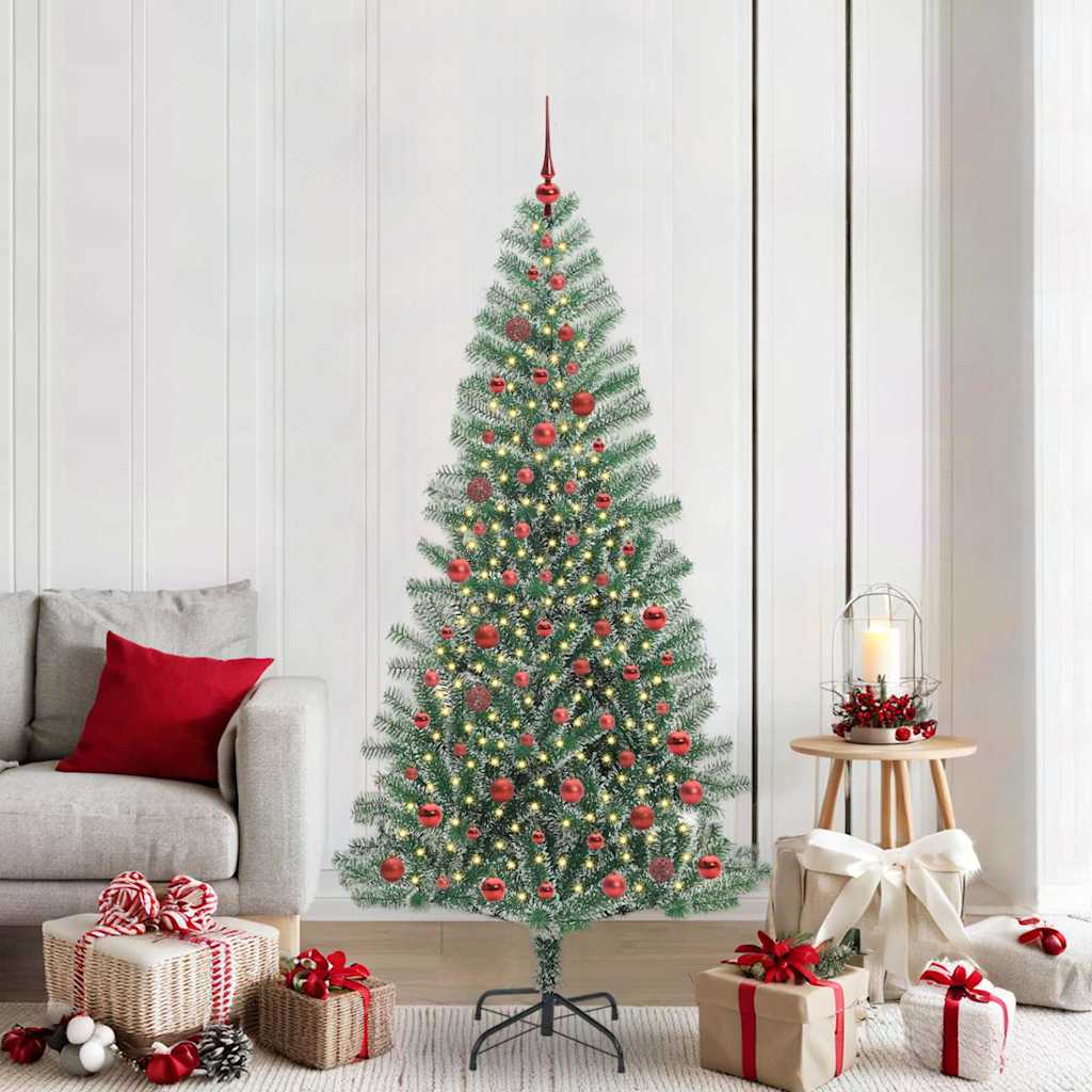 Kunstig Julesekk Snø Flocket med LED Lys Grønn og hvit 210 cm