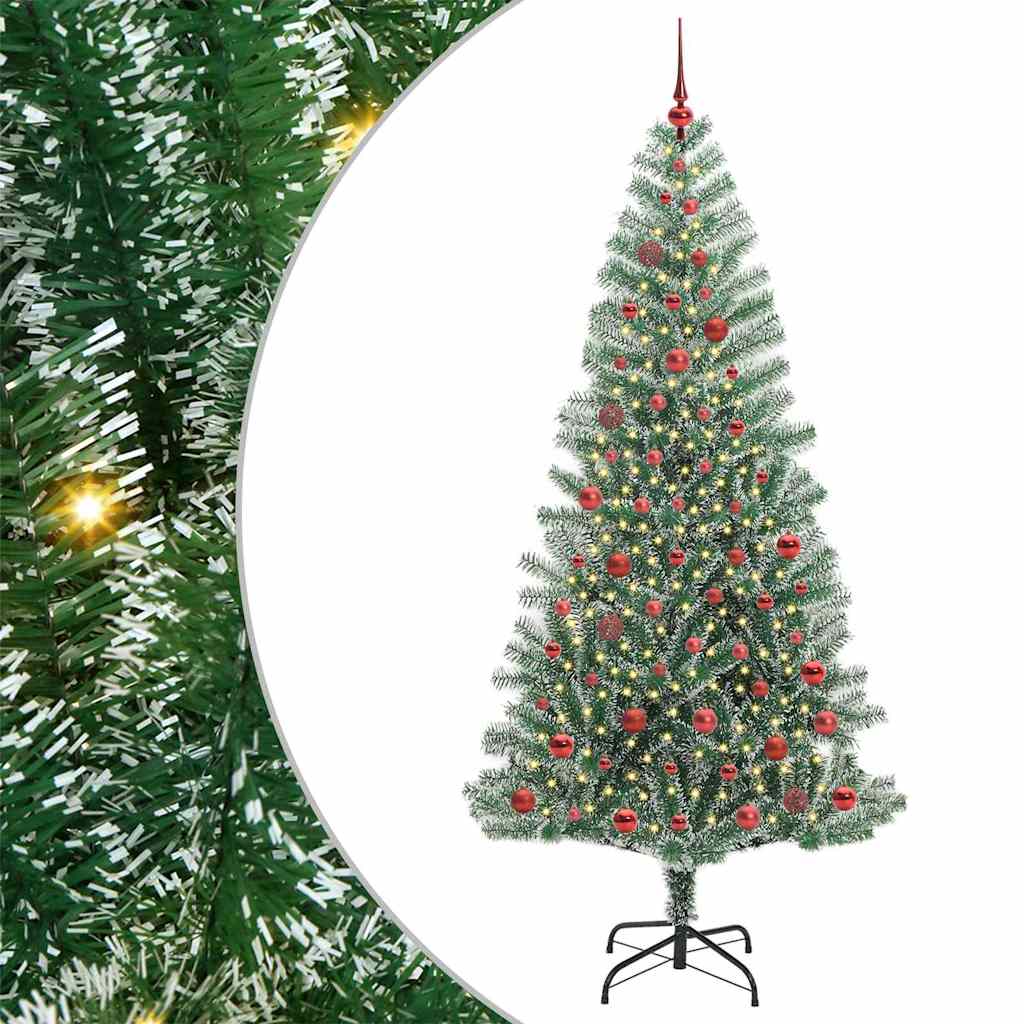 Kunstig Julesekk Snø Flocket med LED Lys Grønn og hvit 210 cm