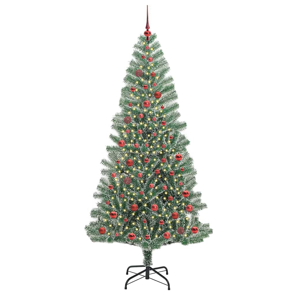 Kunstig Julesekk Snø Flocket med LED Lys Grønn og hvit 210 cm