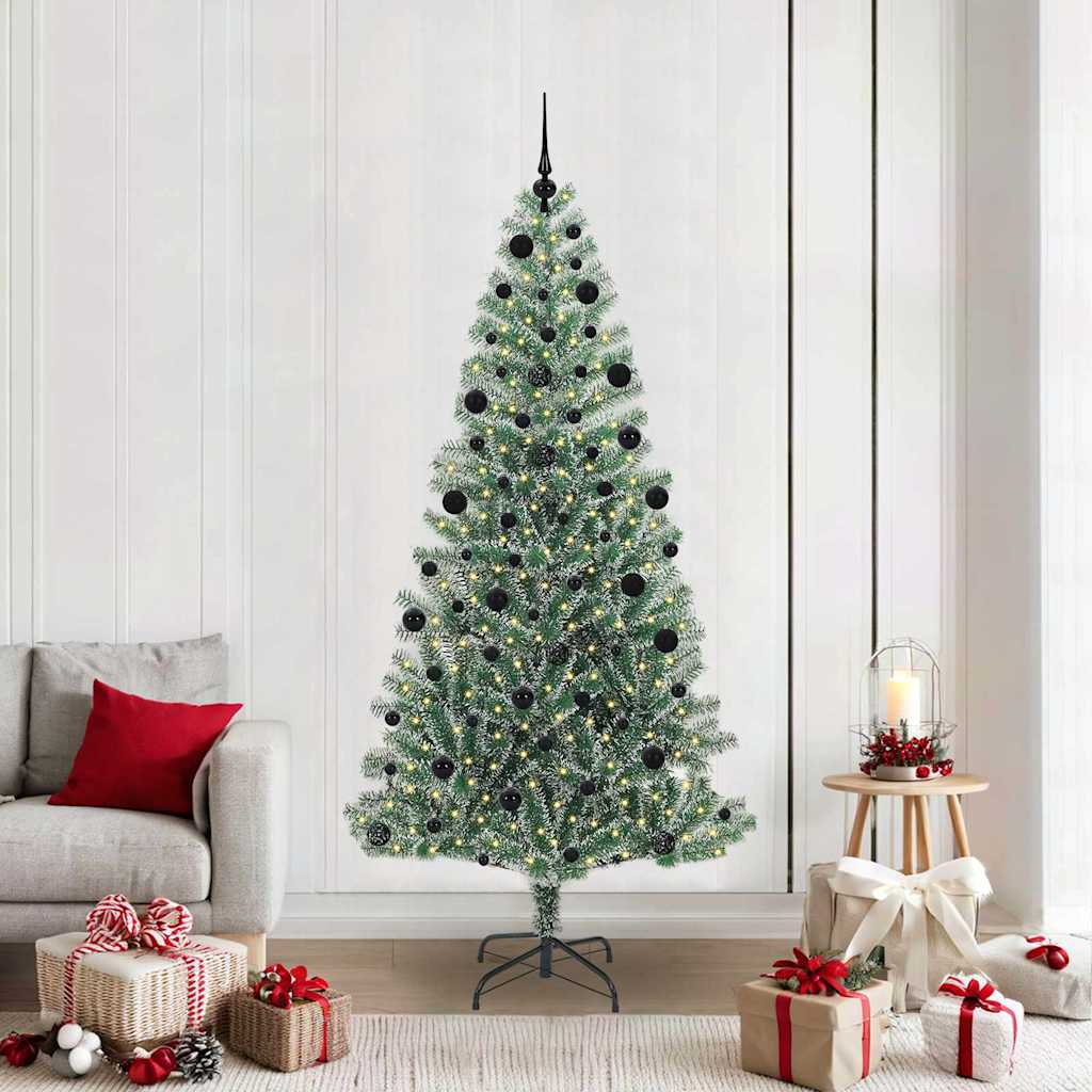 Kunstig Julesekk Snø Flocket med LED Lys Grønn og hvit 210 cm