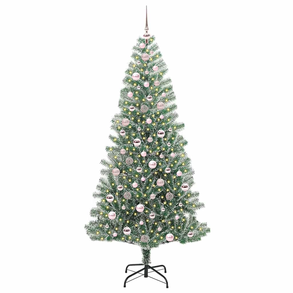 Kunstig Julesekk Snø Flocket med LED Lys Grønn og hvit 210 cm