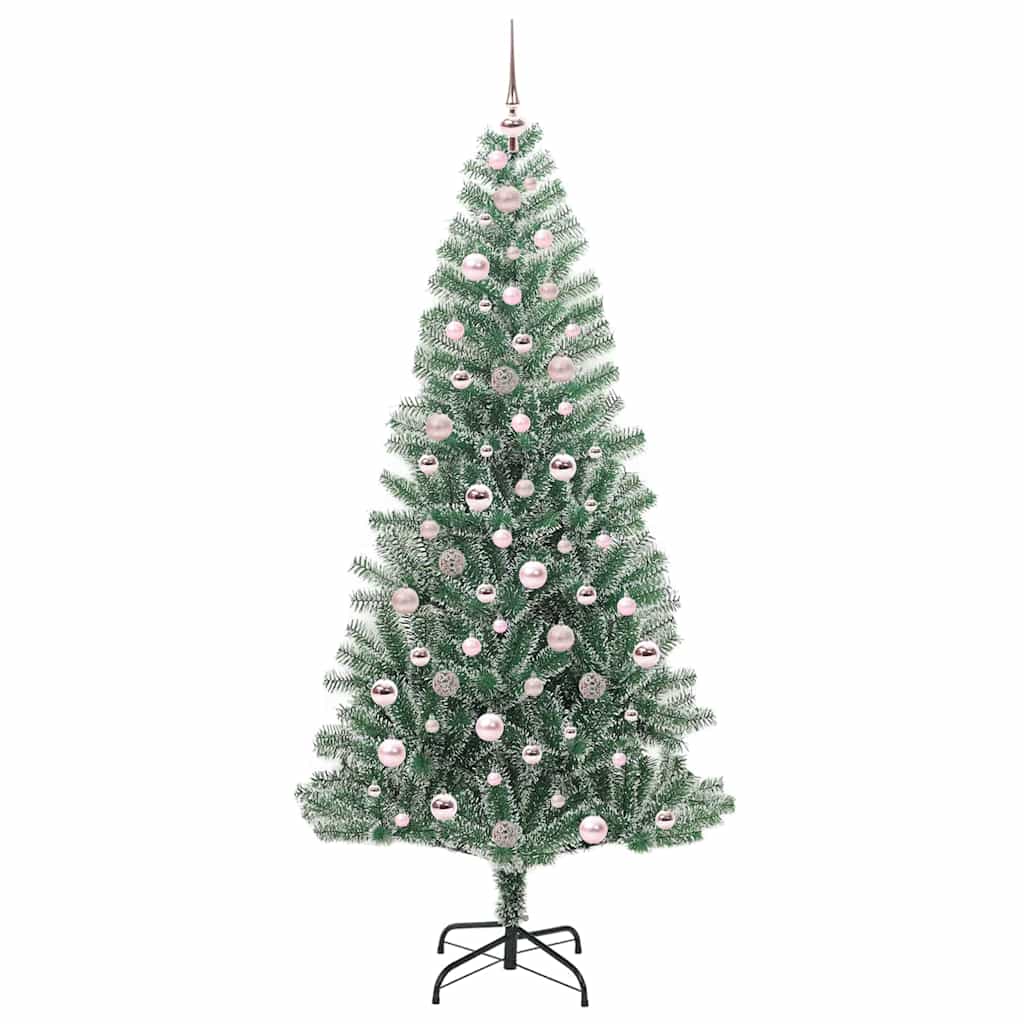 Kunstig Julesekk Snø Flocket med LED Lys Grønn og hvit 210 cm