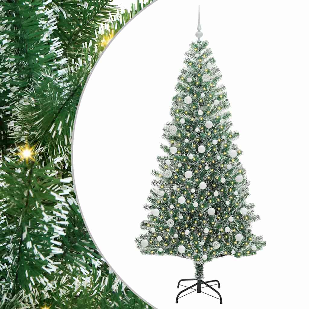 Kunstig Julesekk Snø Flocket med LED Lys Grønn og hvit 210 cm