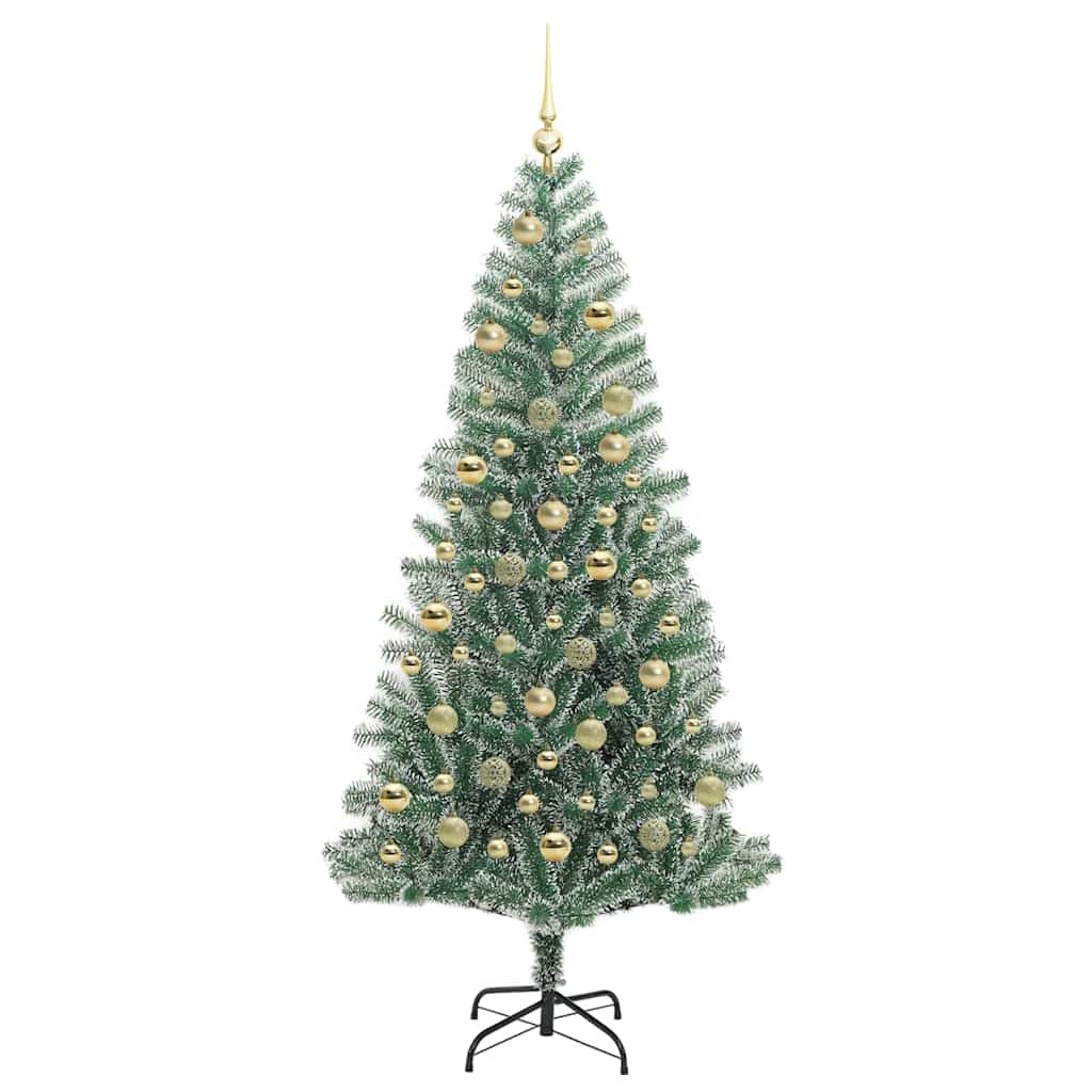Kunstig Julesekk Snø Flocket med LED Lys Grønn og hvit 210 cm