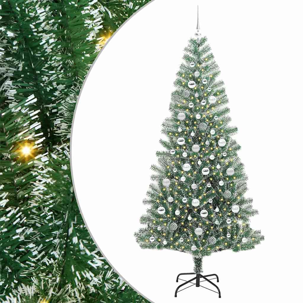 Kunstig Julesekk Snø Flocket med LED Lys Grønn og hvit 210 cm