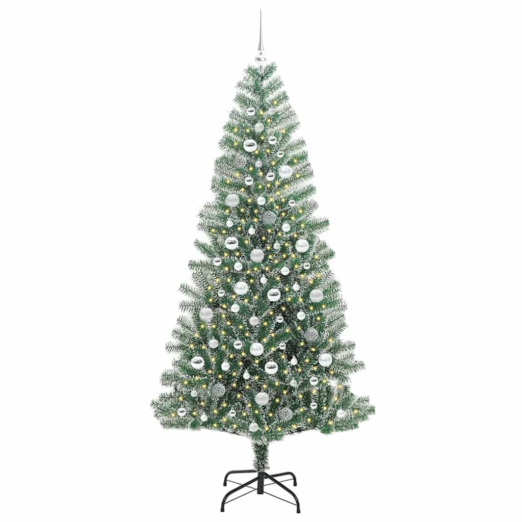 Kunstig Julesekk Snø Flocket med LED Lys Grønn og hvit 210 cm