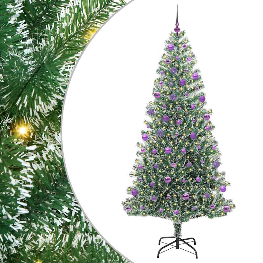 Kunstig Julesekk Snø Flocket med LED Lys Grønn og hvit 210 cm
