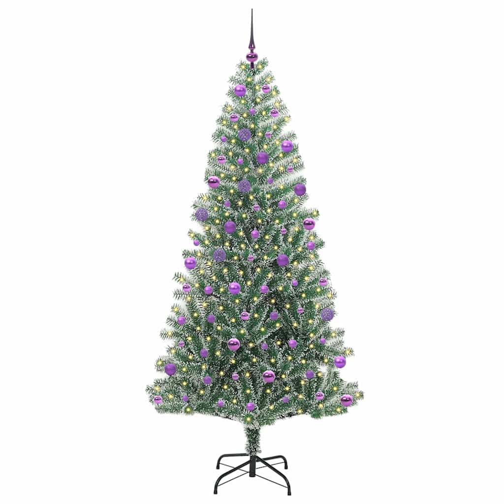 Kunstig Julesekk Snø Flocket med LED Lys Grønn og hvit 210 cm